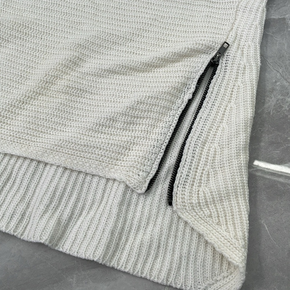 Women's Bar III Knit Zipper High Low Long Sleeve Sweater Large - Picture 8 of 13